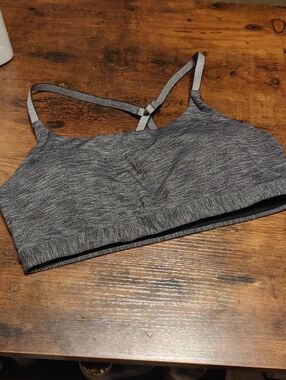 NWOT Athleta Large Grey/black Padded Strappy Sexy Wirefree Sports Bra